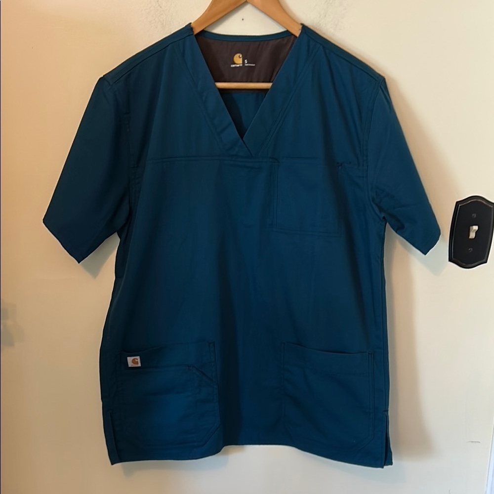 Carhartt Teal Blue Scrub Top Size S